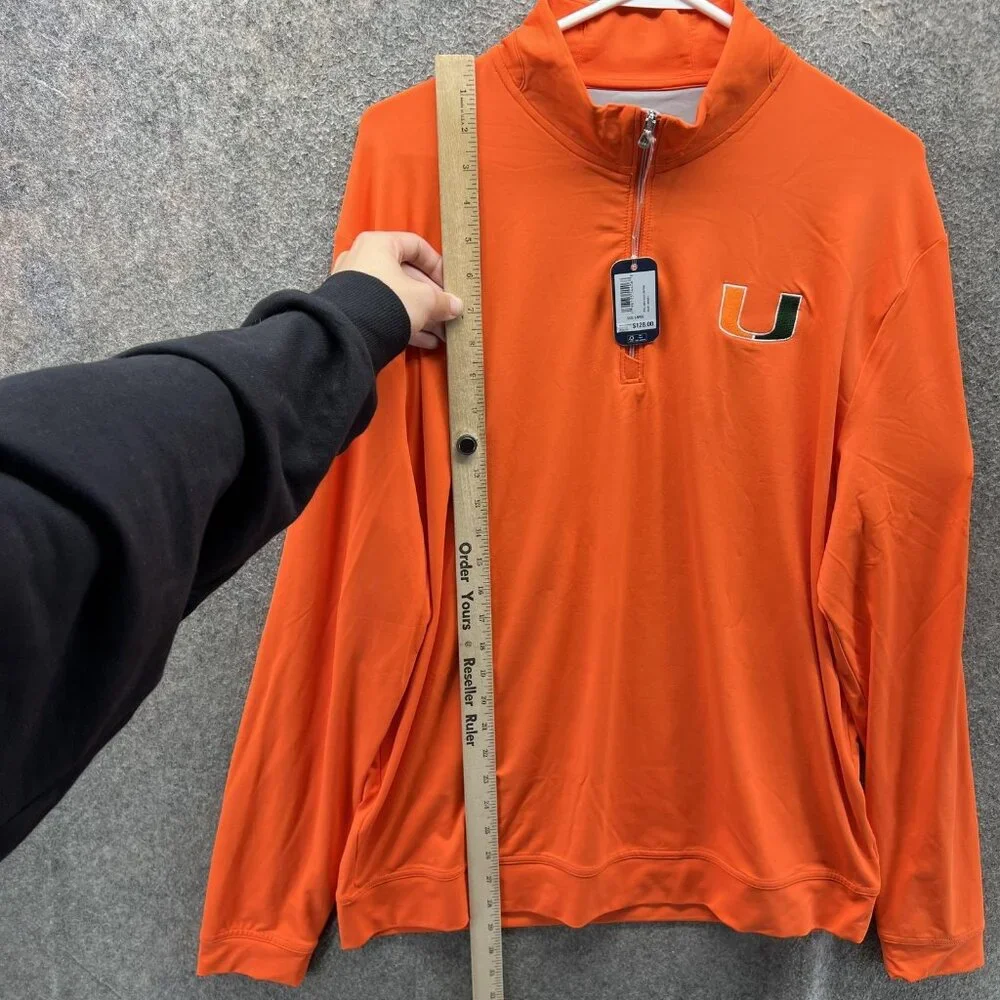 Miami Hurricanes Pullover Mens Large Orange College Golf Johnnie-O Quarter Zip - Picture 3 of 10